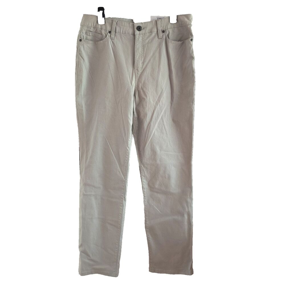 Style & Co Pants NEW Women's Size 14 Tan Straight Leg High-Rise Twill Stretch